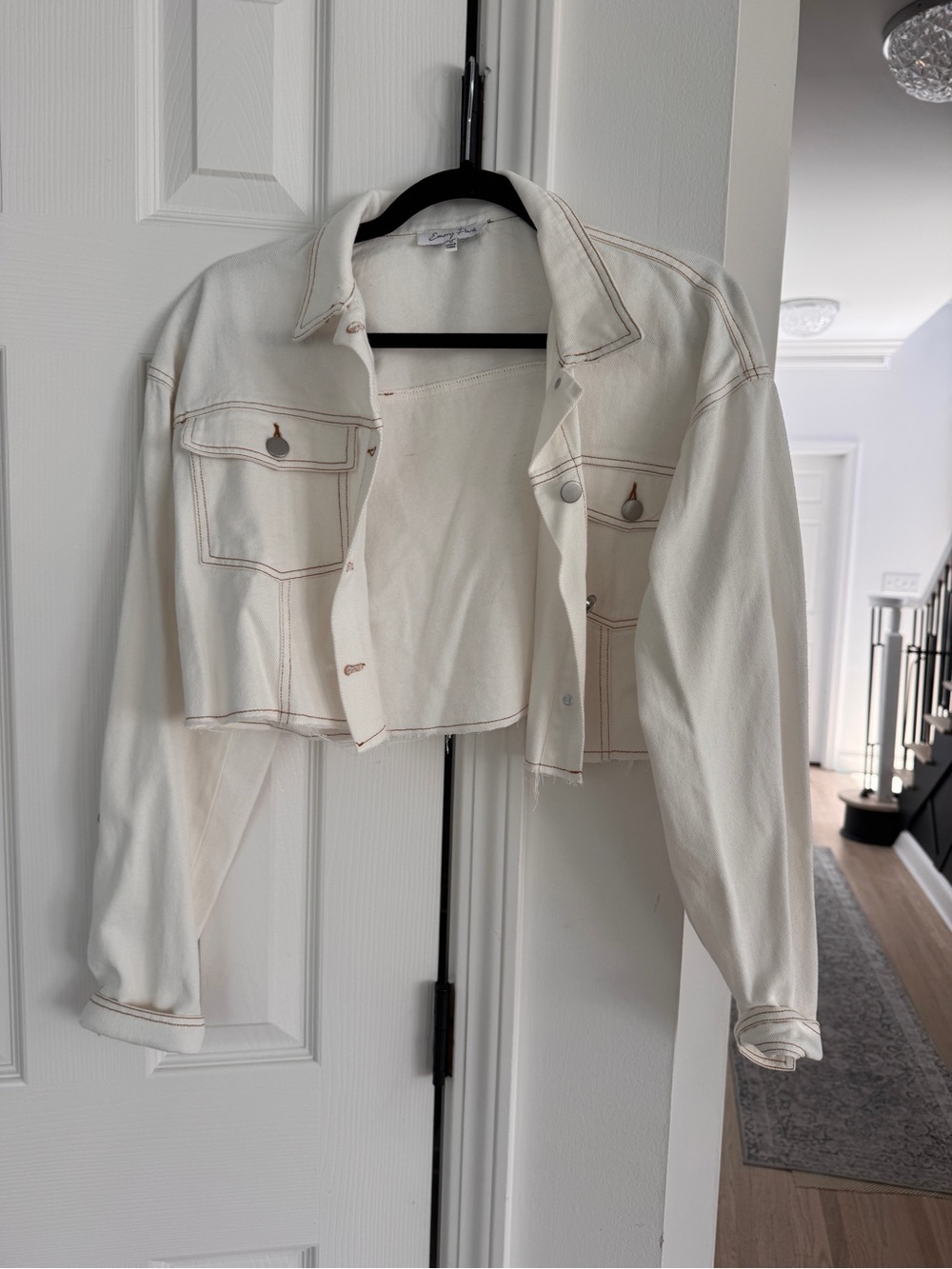 Emory Park Cropped White Denim Jacket